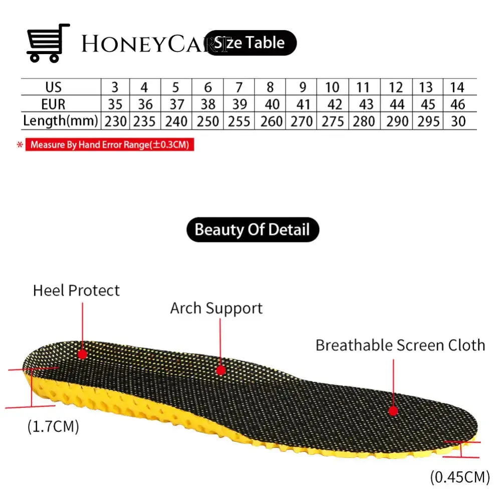 1 Pair Orthotic Insoles - Orthopedic Comfort Foam Sport Support