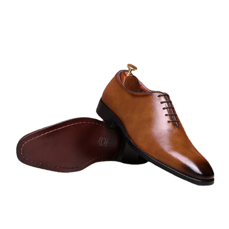 2023 leather shoes men's hand-polished leather shoes dress leather shoes lace-up leather shoes business men's shoes professional wear