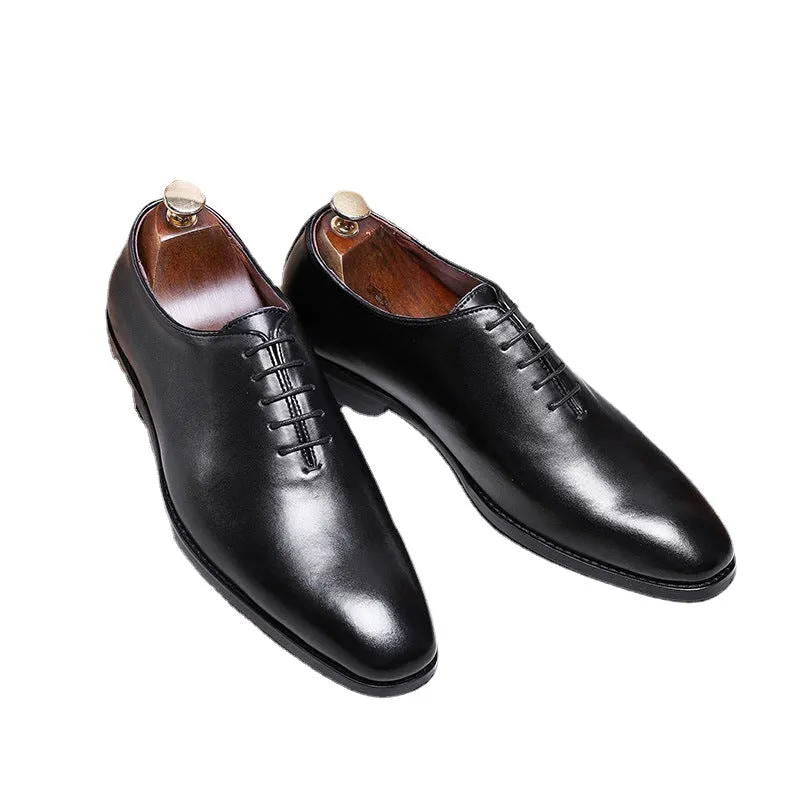 2023 leather shoes men's hand-polished leather shoes dress leather shoes lace-up leather shoes business men's shoes professional wear
