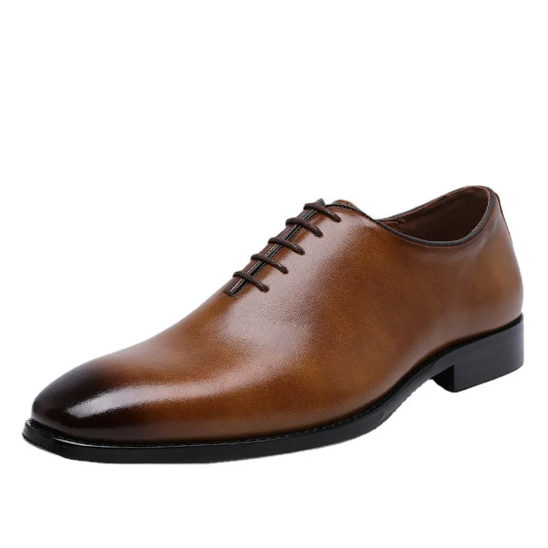 2023 leather shoes men's hand-polished leather shoes dress leather shoes lace-up leather shoes business men's shoes professional wear