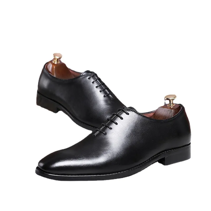 2023 leather shoes men's hand-polished leather shoes dress leather shoes lace-up leather shoes business men's shoes professional wear
