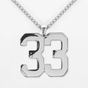 33 Number Pendant with Chain Necklace - Stainless Steel