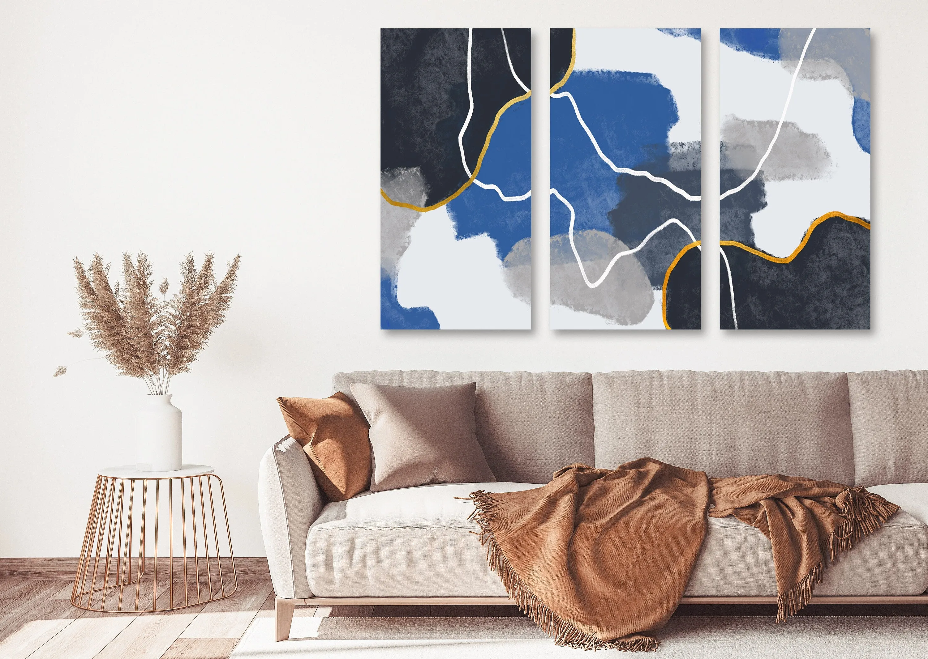 Abstract canvas multi panel wall art, extra large print on canvas, set of 3 abstract art prints, colorful wall artwork for gift, modern art