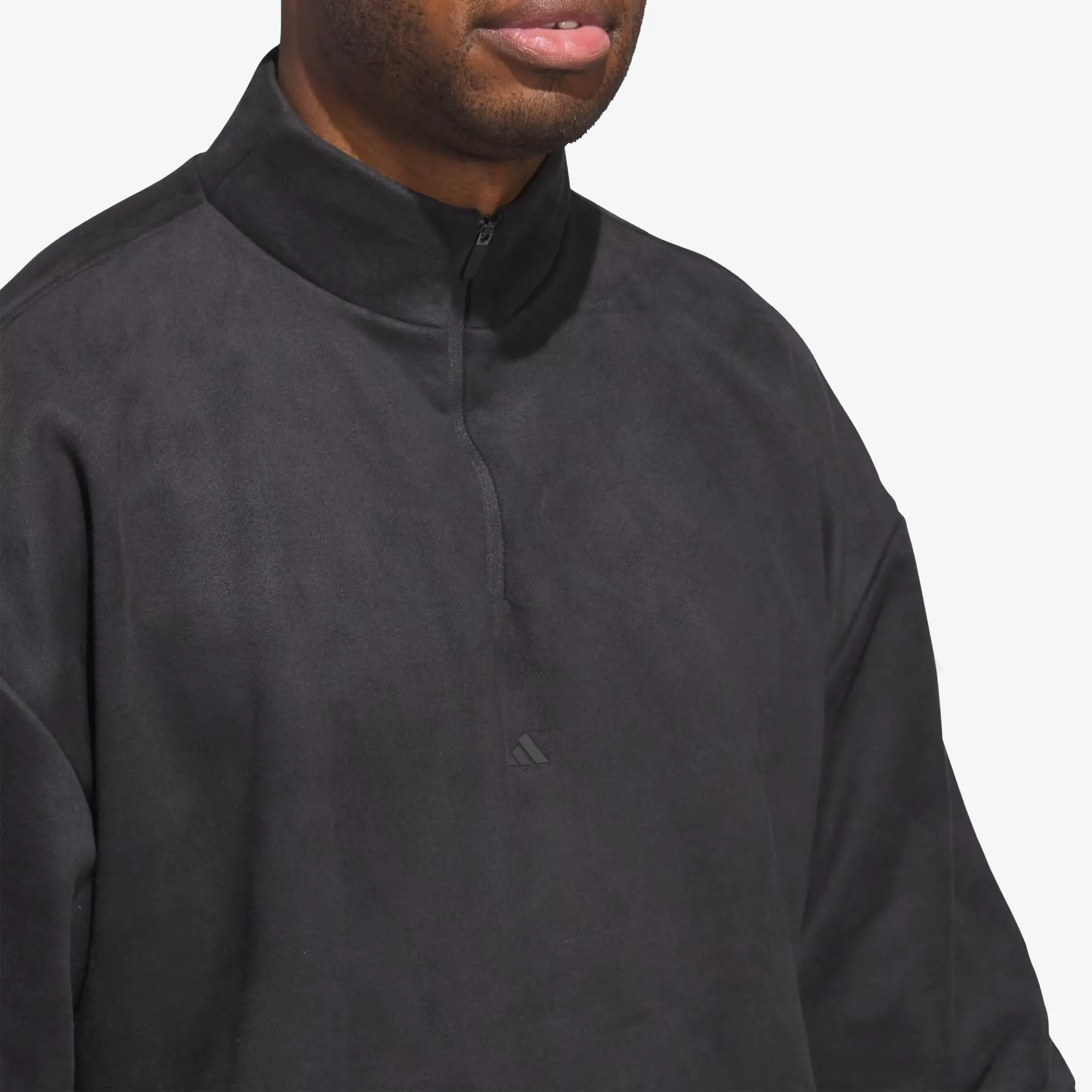 Adidas Originals | BASKETBALL SUEDED 3/4 HALF-ZIP SWEATSHIRT  { CARBON