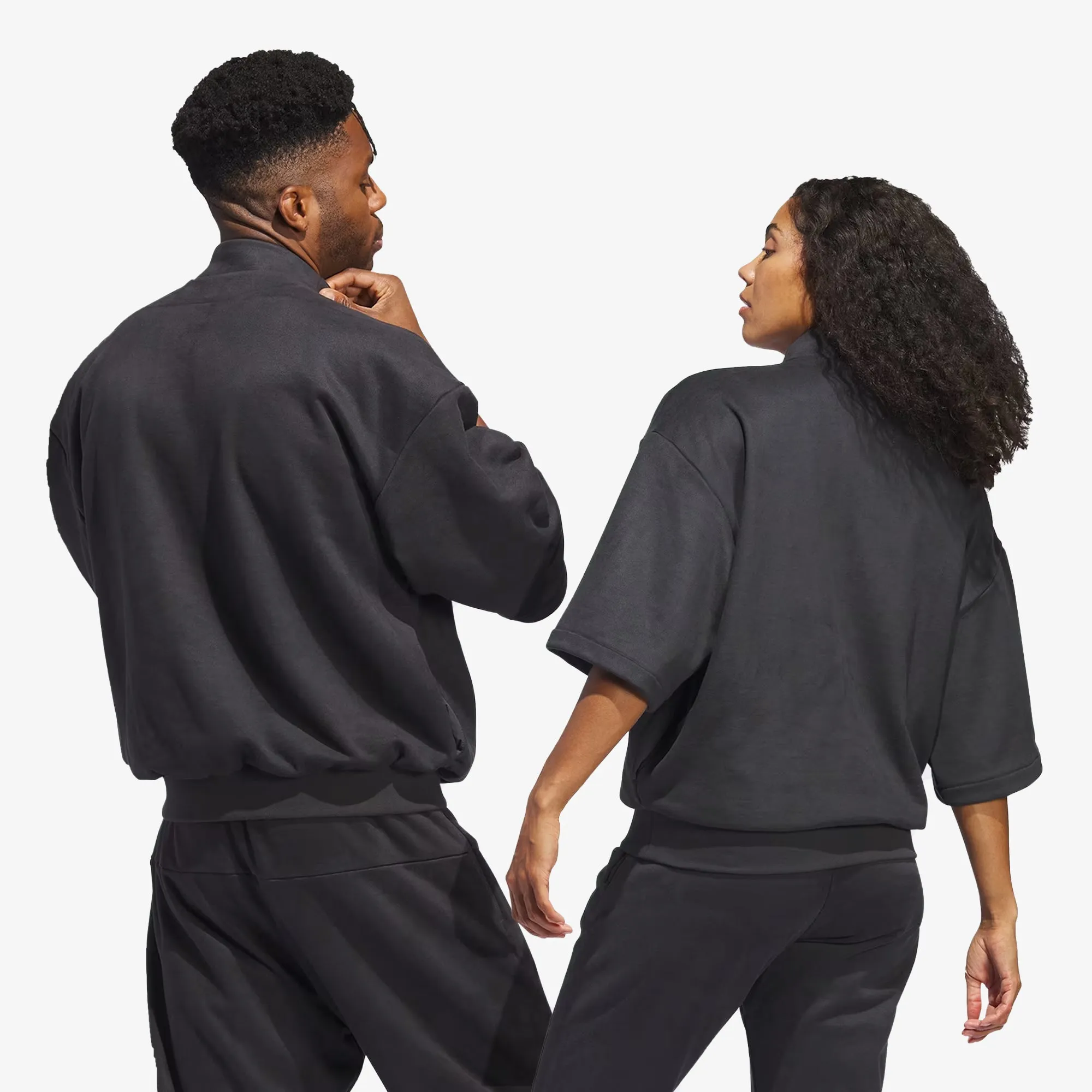 Adidas Originals | BASKETBALL SUEDED 3/4 HALF-ZIP SWEATSHIRT  { CARBON