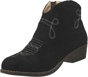 Ankle Boots for Women Dressy Western Boots Women Fashion Flock Suede Thick Heels Pointy Toe Women Dressy Ankle Boots