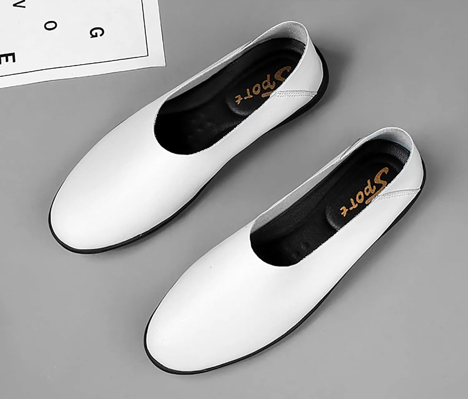 AUNTHUI Men's Leather Casual Loafers,Slip On Soft Comfortable Casual Flat Leather Shoes,Outdoor Walking Hiking Driving Shoes