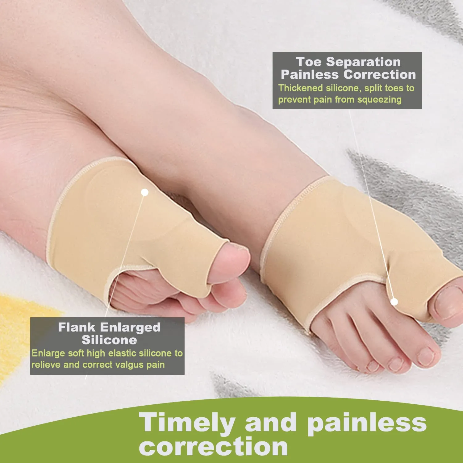 AWAVM 3-piece hallux valgus correction kit contains hallux valgus correction thumb valgus orthopaedic socks, day and night, toe separator, silicone separator