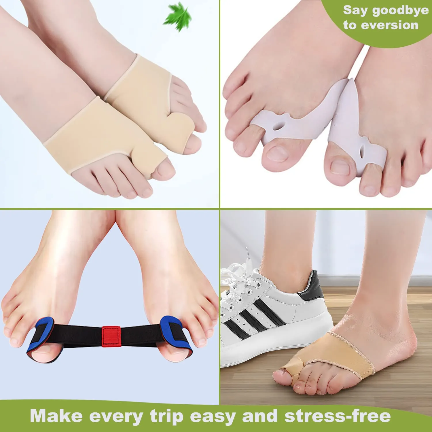 AWAVM 3-piece hallux valgus correction kit contains hallux valgus correction thumb valgus orthopaedic socks, day and night, toe separator, silicone separator