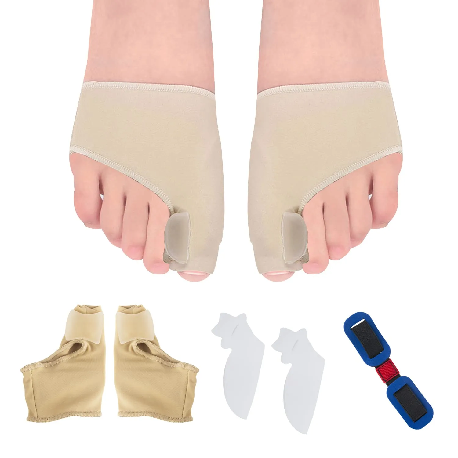AWAVM 3-piece hallux valgus correction kit contains hallux valgus correction thumb valgus orthopaedic socks, day and night, toe separator, silicone separator