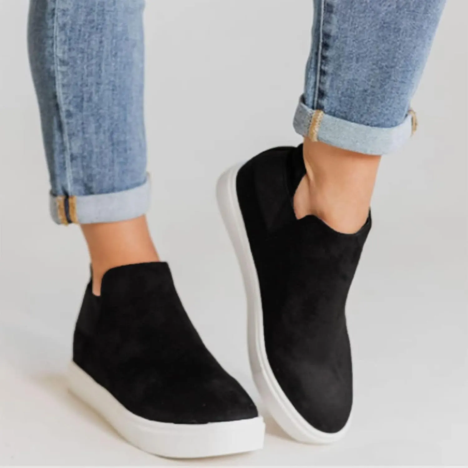 Bcshiye Women's Wedge Sneakers Hidden Heel Platform Walking Booties Hidden Wedge Sneakers Round Toe Ankle Boots