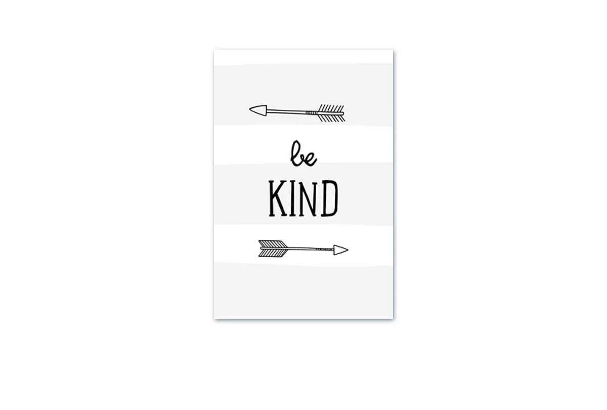 Be Kind Grey Stripe | Scandinavian Kid's Wall Art Print