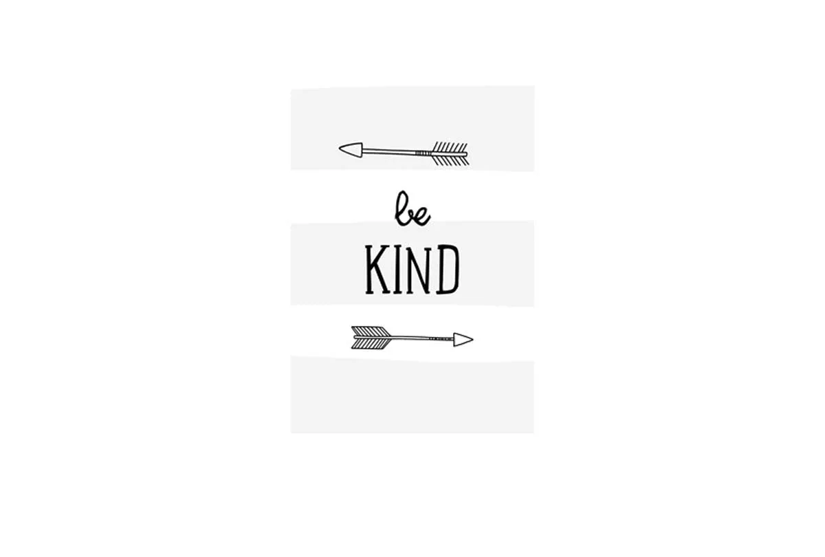 Be Kind Grey Stripe | Scandinavian Kid's Wall Art Print