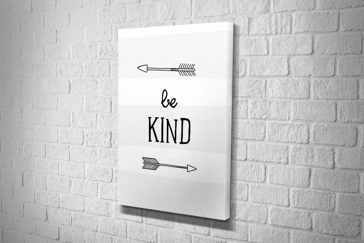 Be Kind Grey Stripe | Scandinavian Kid's Wall Art Print