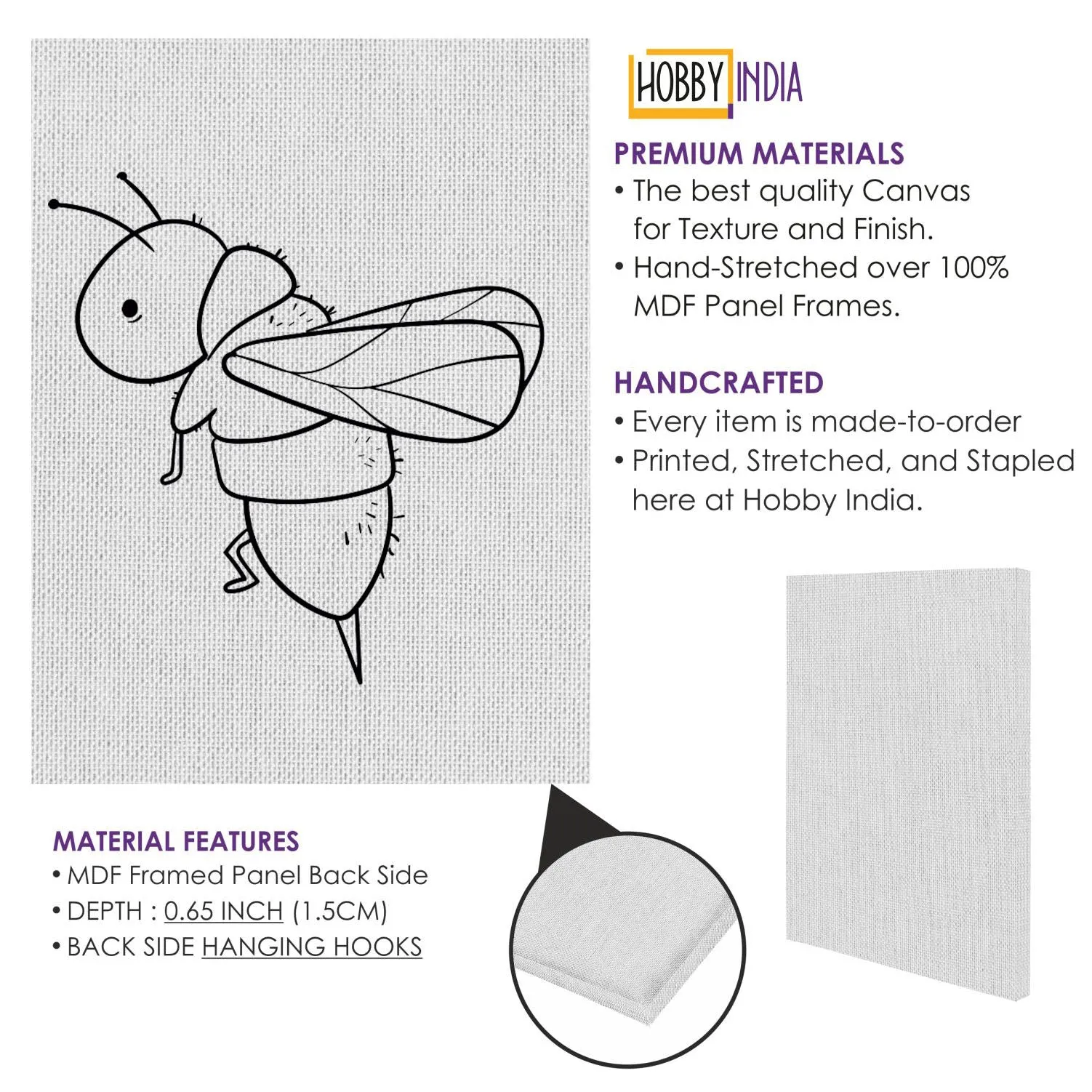 Bee DIY Canvas Base for Painting