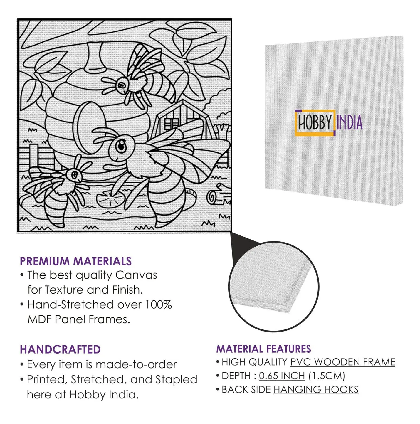 Bee DIY Canvas Base for Painting