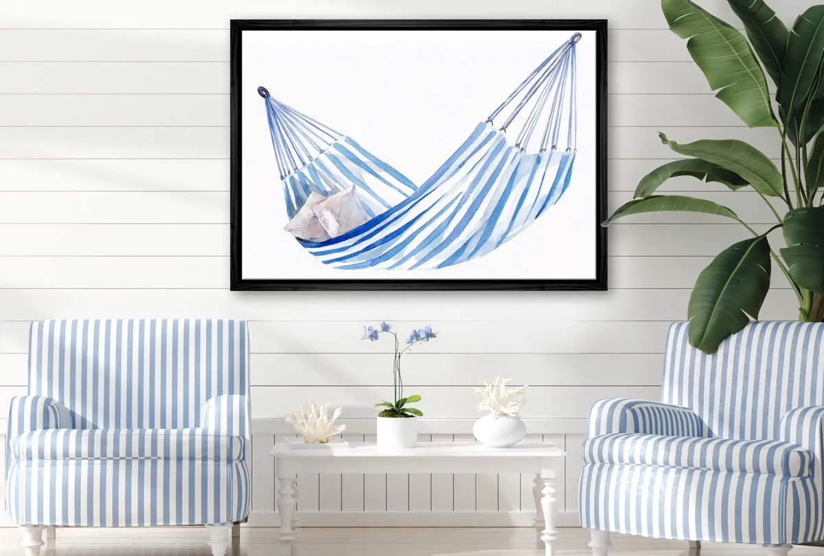 Blue Stripped Hammock | Hamptons Canvas Wall Art Print