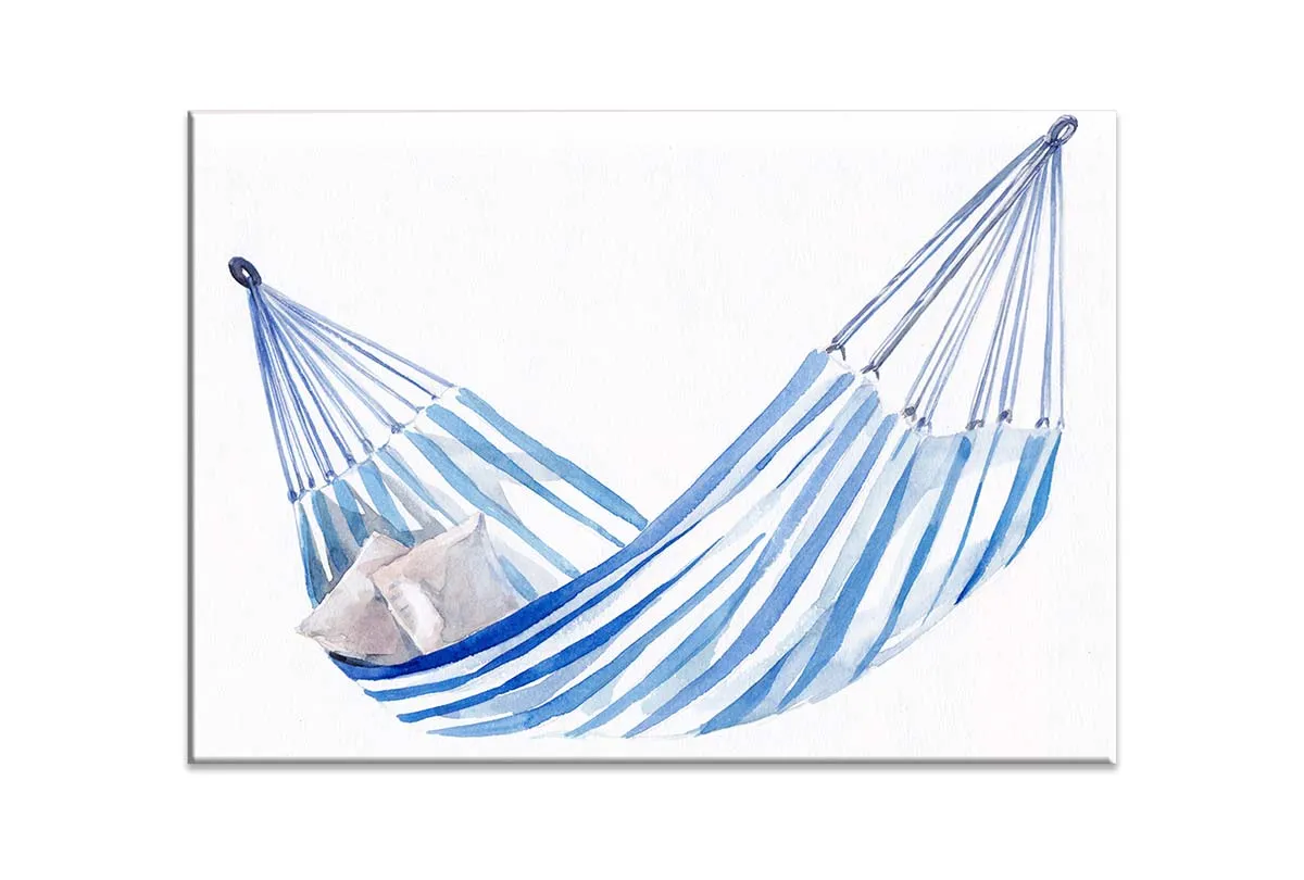 Blue Stripped Hammock | Hamptons Canvas Wall Art Print