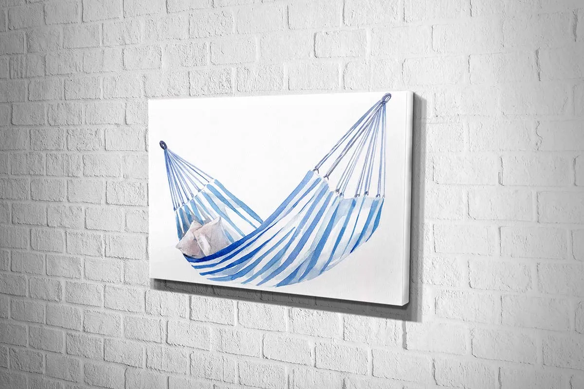 Blue Stripped Hammock | Hamptons Canvas Wall Art Print
