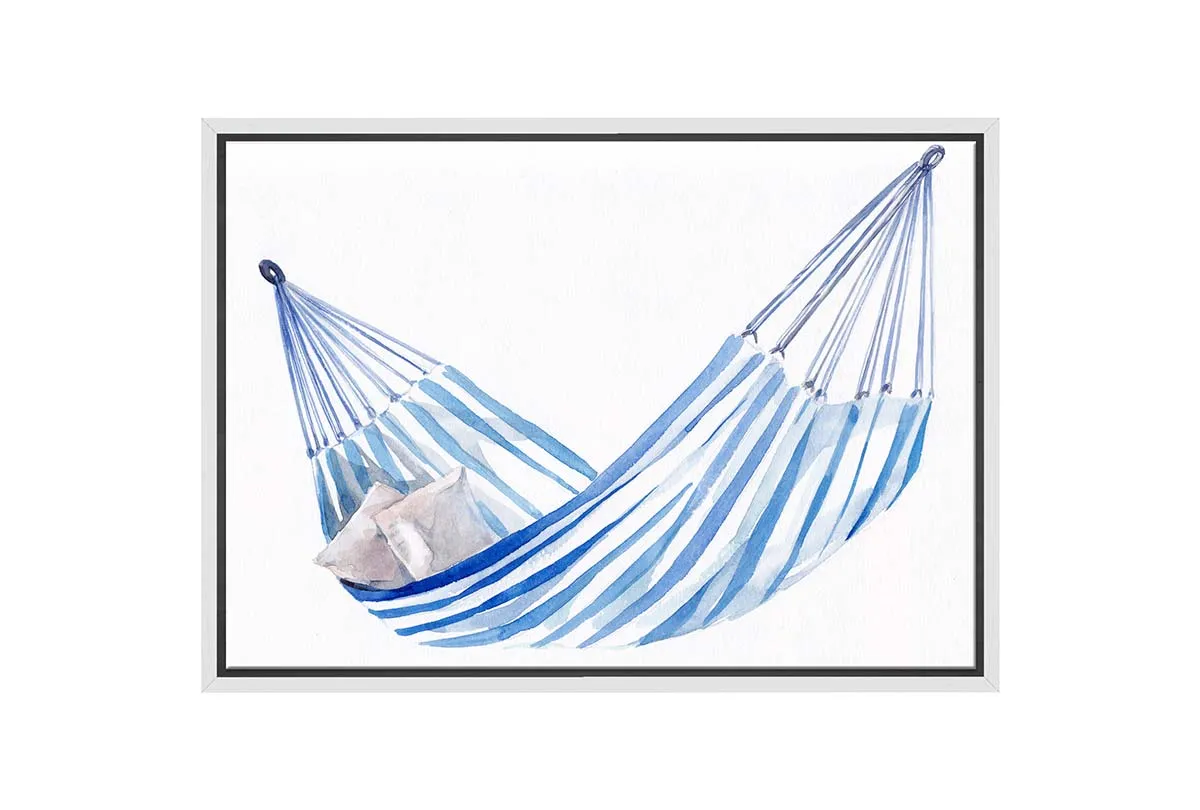 Blue Stripped Hammock | Hamptons Canvas Wall Art Print