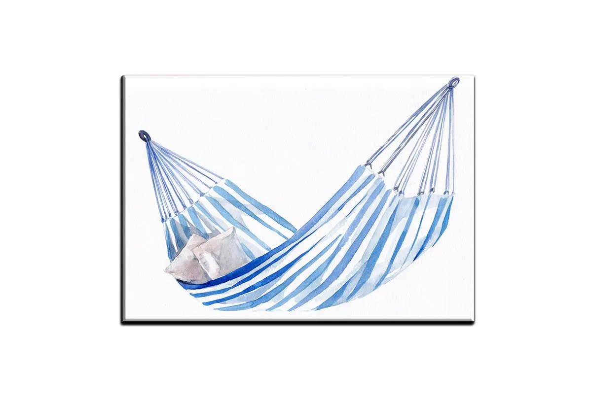 Blue Stripped Hammock | Hamptons Canvas Wall Art Print