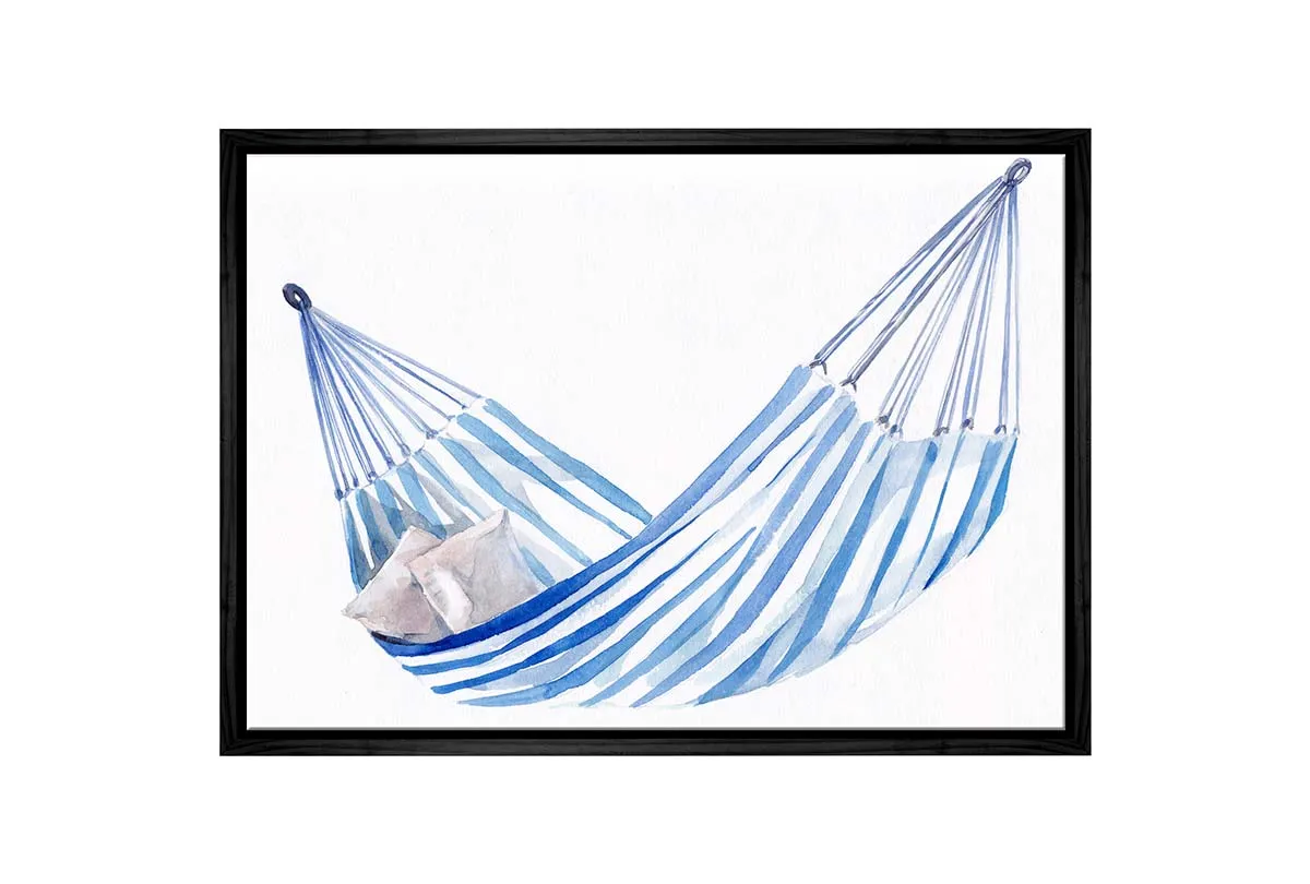 Blue Stripped Hammock | Hamptons Canvas Wall Art Print