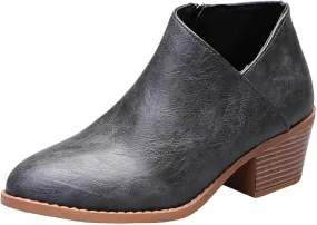 Cathalem Boots for Women Womens Boots Low Heel Pointed Toe Ankle Booties Side Zipper Shoes Chunky Heels Short Booties