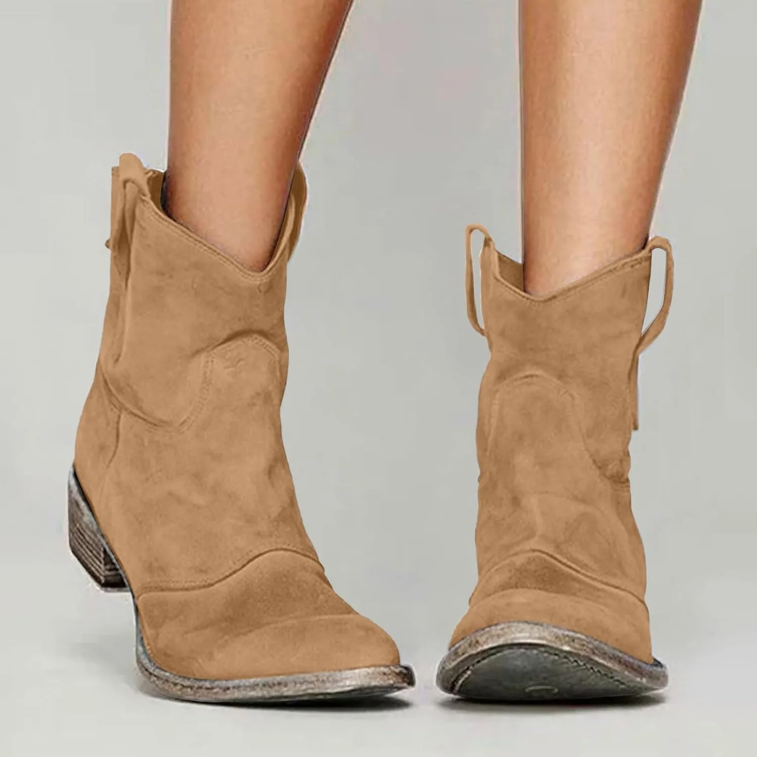 Cathalem Cowgirl Boots for Women, Women Chelsea Cowgirl Cowboy Western Stitched Ankle Boots Pointed Toe Short Booties