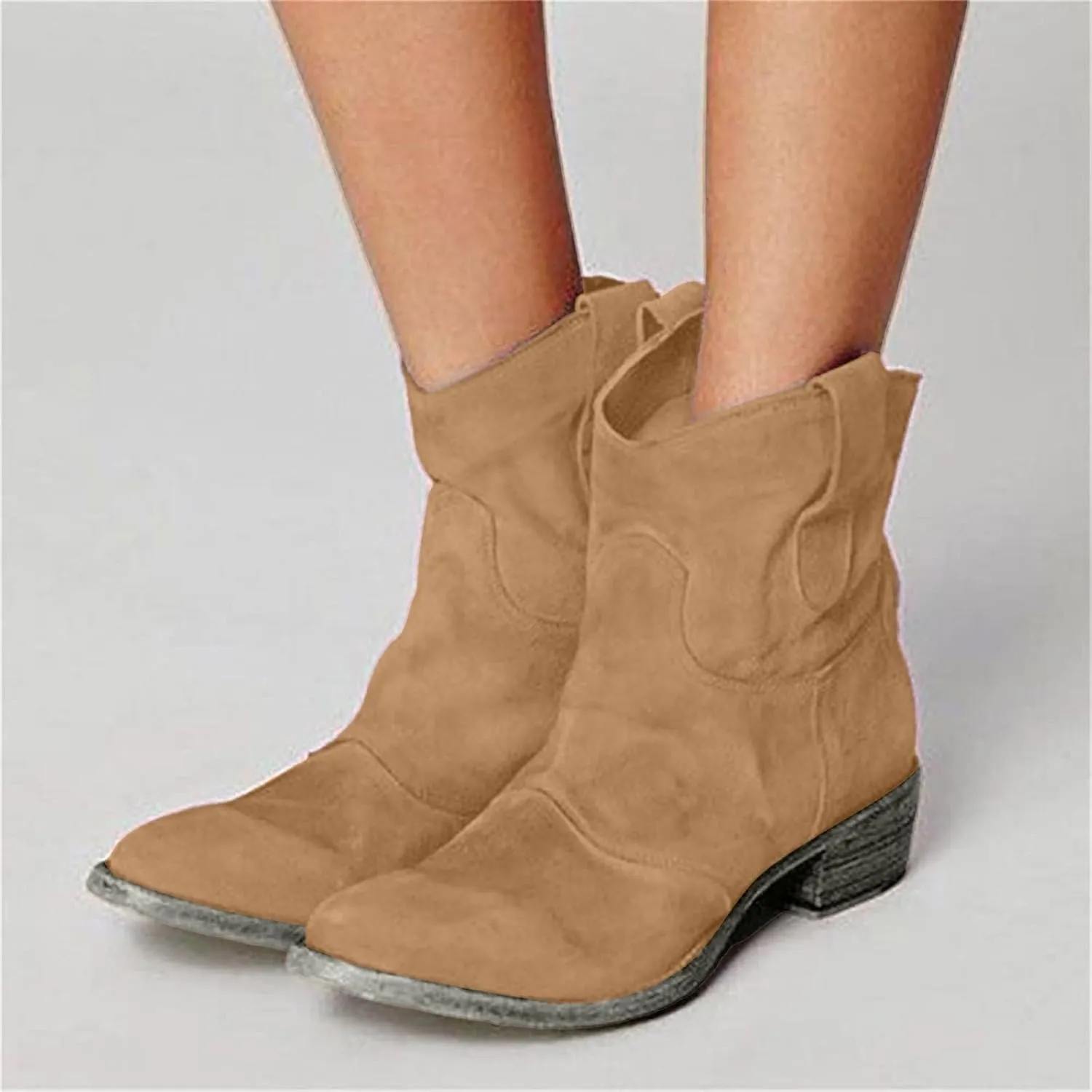 Cathalem Cowgirl Boots for Women, Women Chelsea Cowgirl Cowboy Western Stitched Ankle Boots Pointed Toe Short Booties