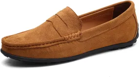 Easy to Put and Remove. Smoking Loafer for Men Genuine Leather Stitching Details Round Toe Suede Vamp Penny Loafer Rubber Sole Lightweight Resistant Anti-Slip Flexible for All Occasions