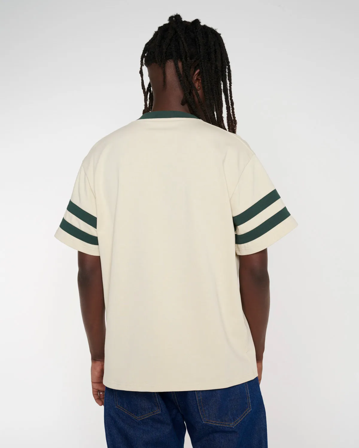 Embossed Worldwide Short Sleeve Football Shirt - Natural