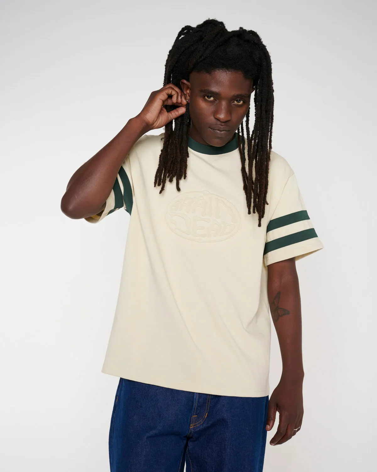 Embossed Worldwide Short Sleeve Football Shirt - Natural