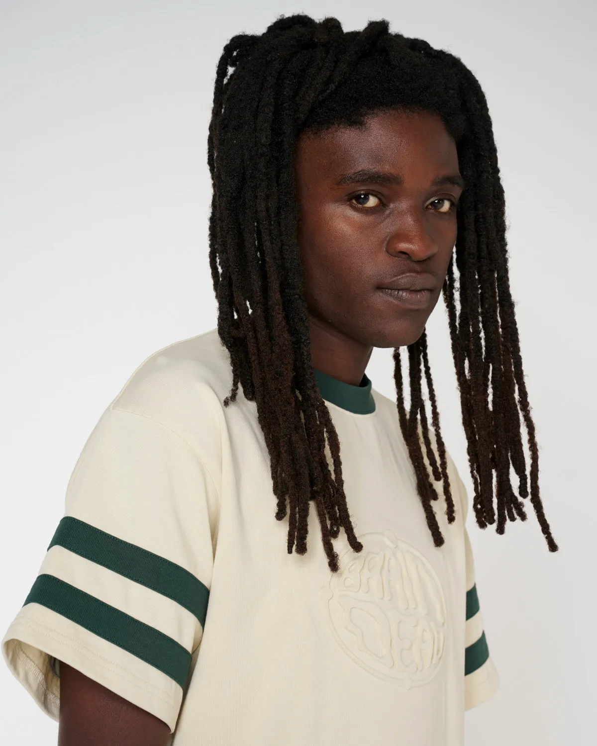 Embossed Worldwide Short Sleeve Football Shirt - Natural