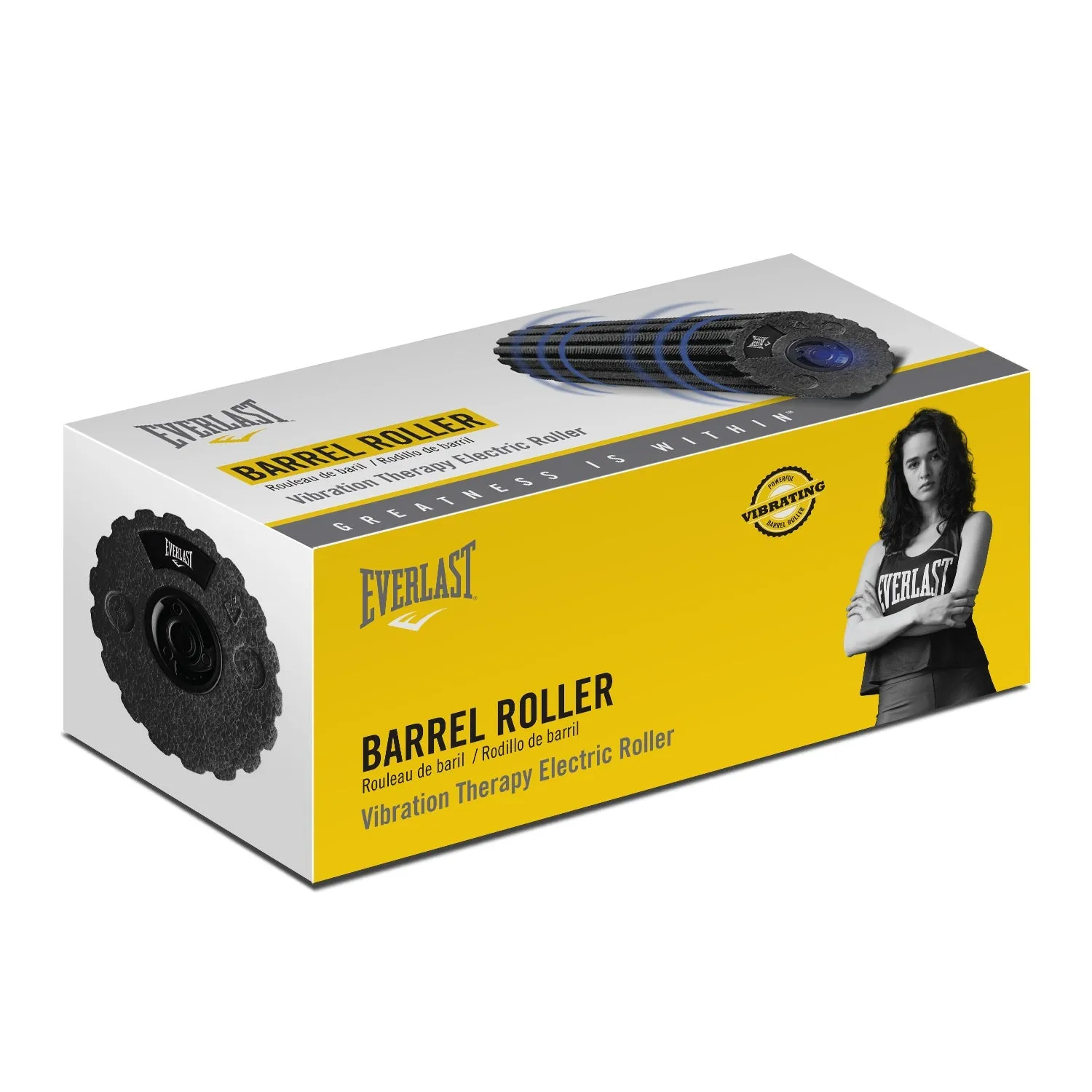 EVERLAST Barrel Vibrating Speed Rechargeable Electric Foam Roller Muscle Recovery Post Workout Pain Relief