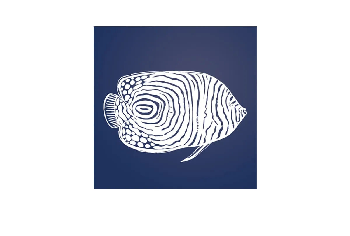 Fish 2 White on Navy | Canvas Wall Art Print