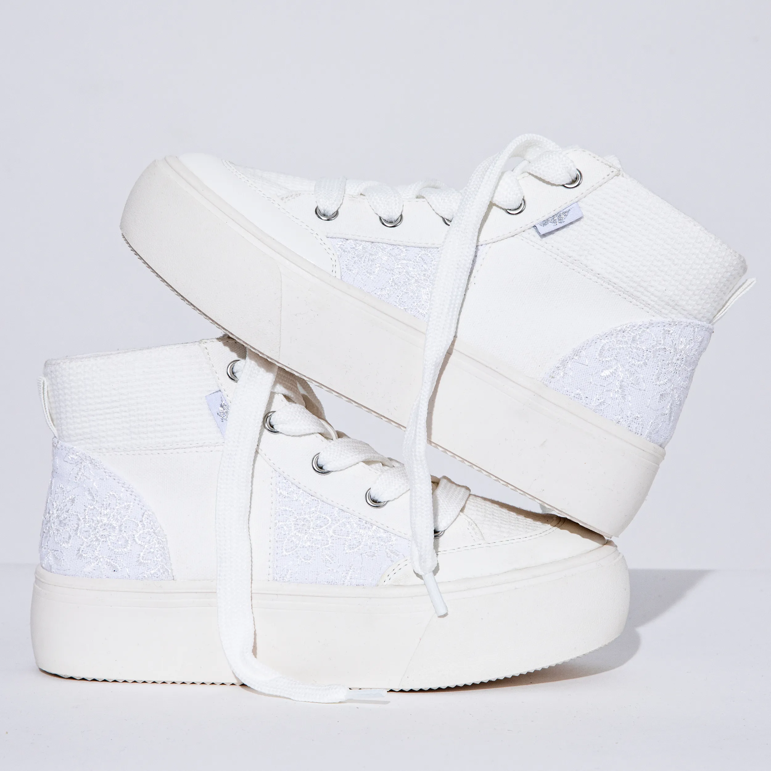 Stylish White Patchwork Platform Sneakers for Women