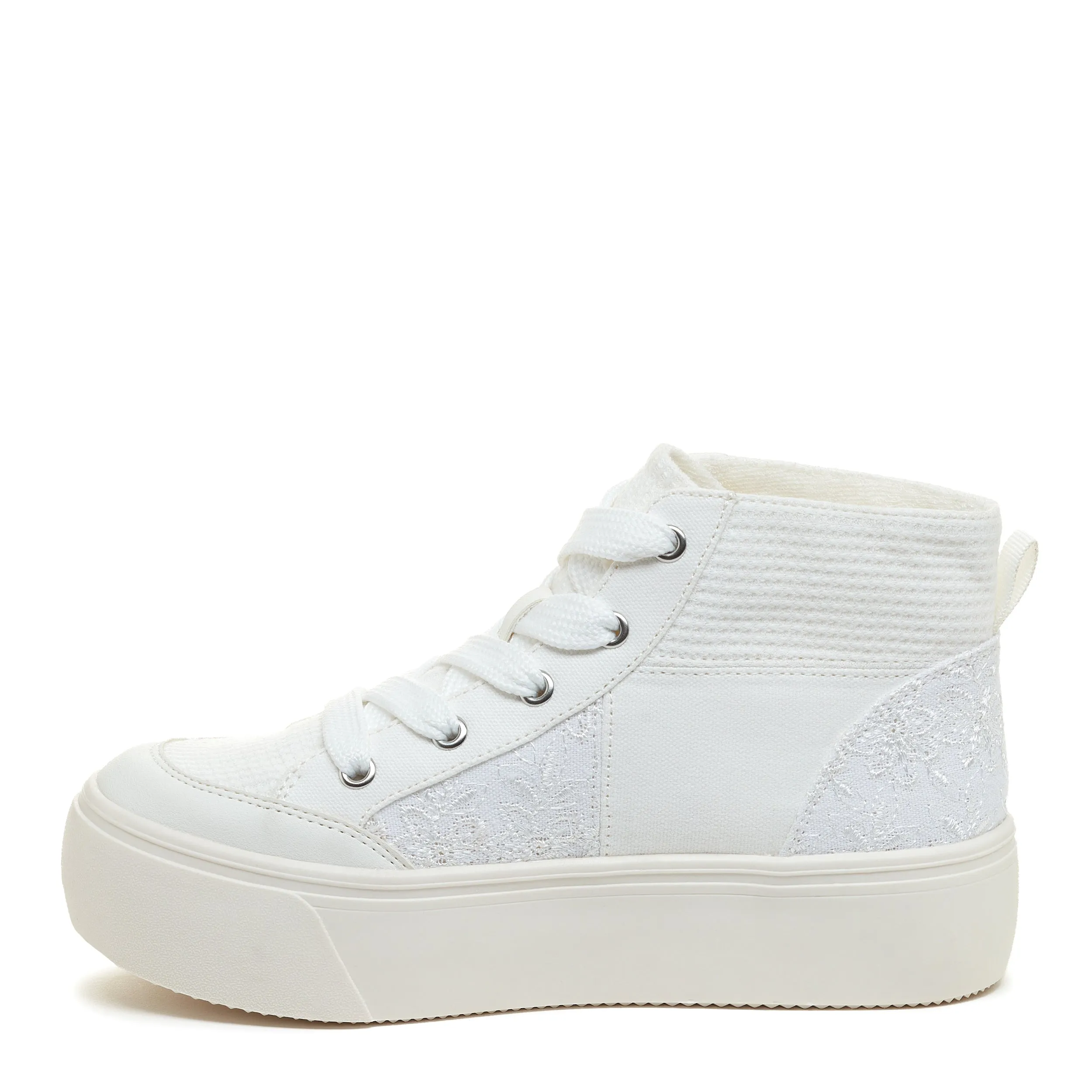 Stylish White Patchwork Platform Sneakers for Women