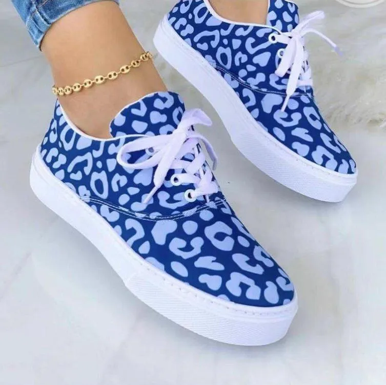 Flat Canvas Shoes Colorful Graffiti Lace Casual Trainers