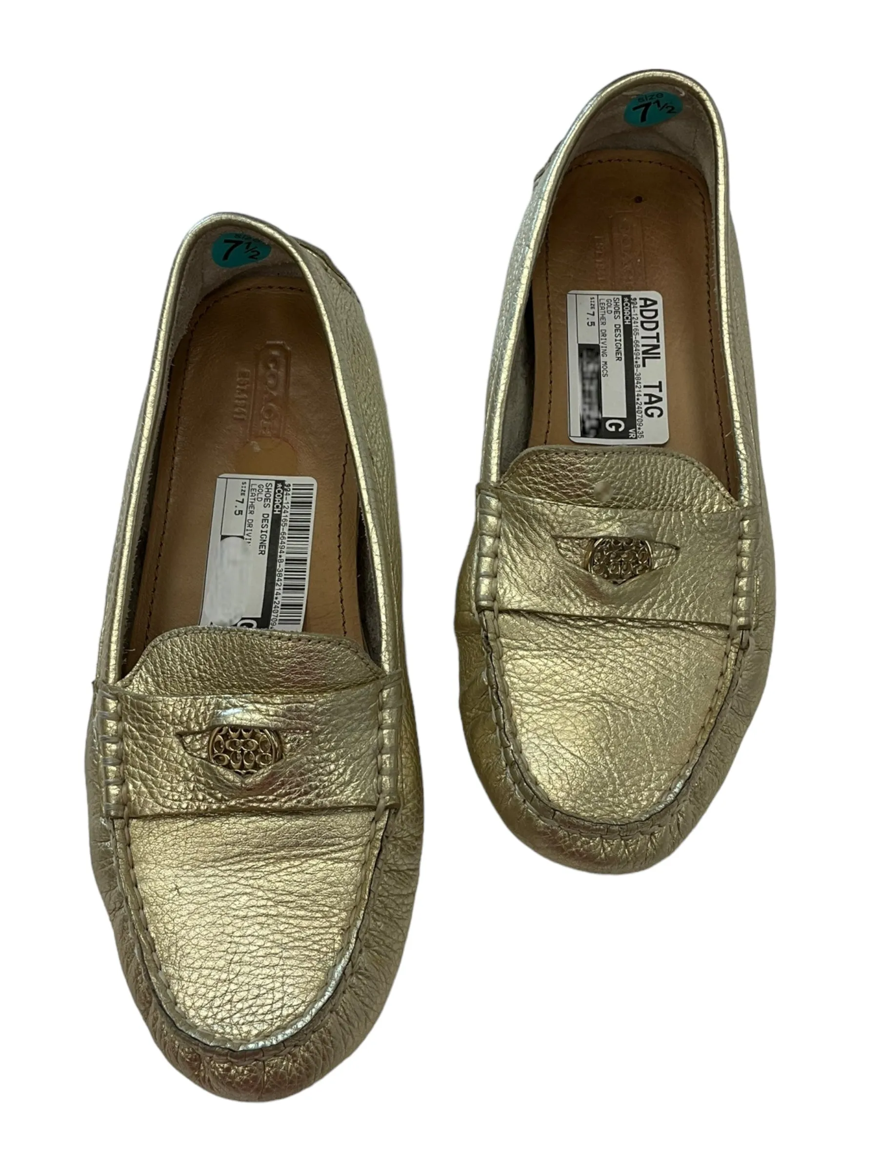 Gold Shoes Designer Coach, Size 7.5