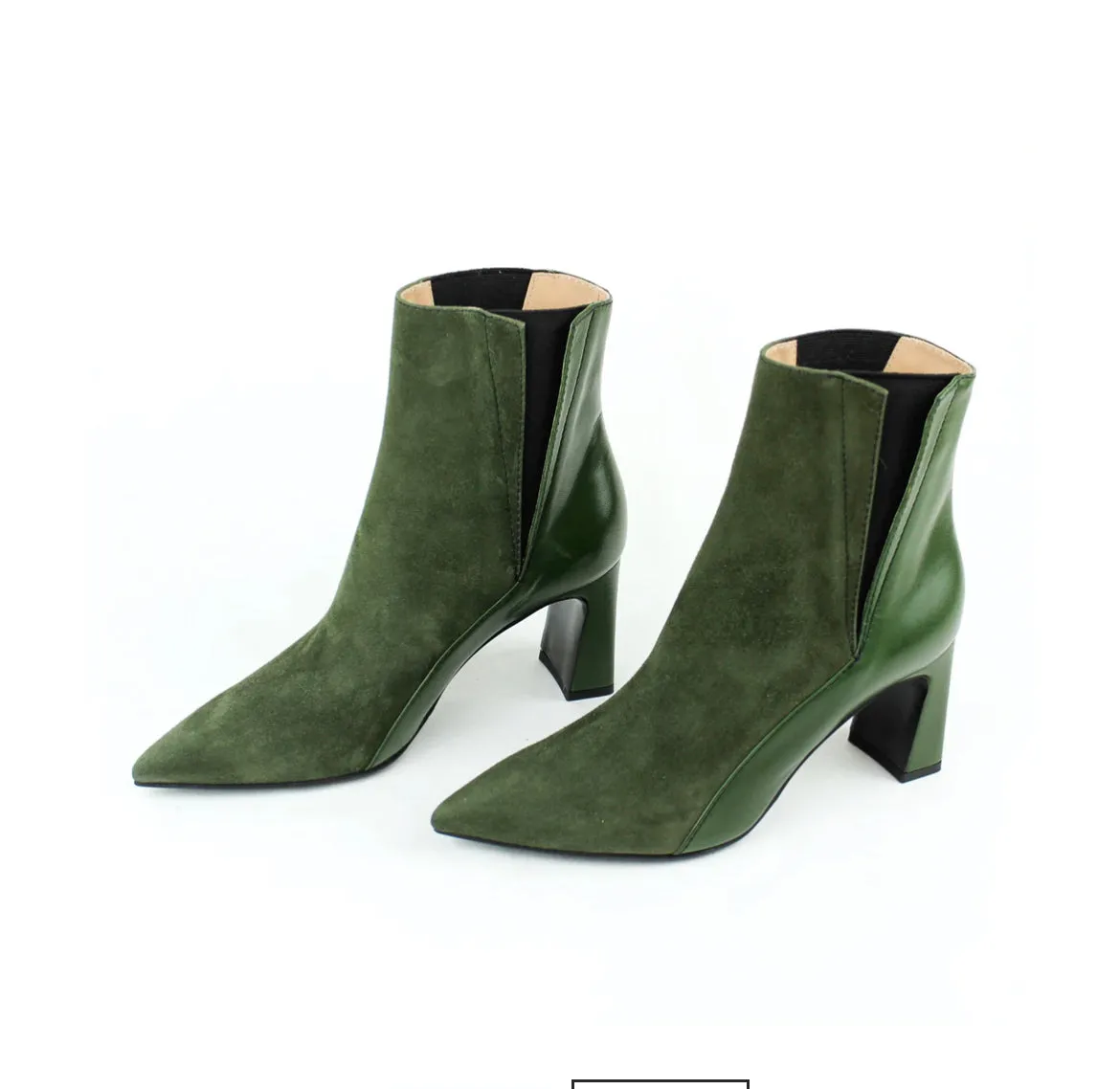 Half boots in leather and taupe suede