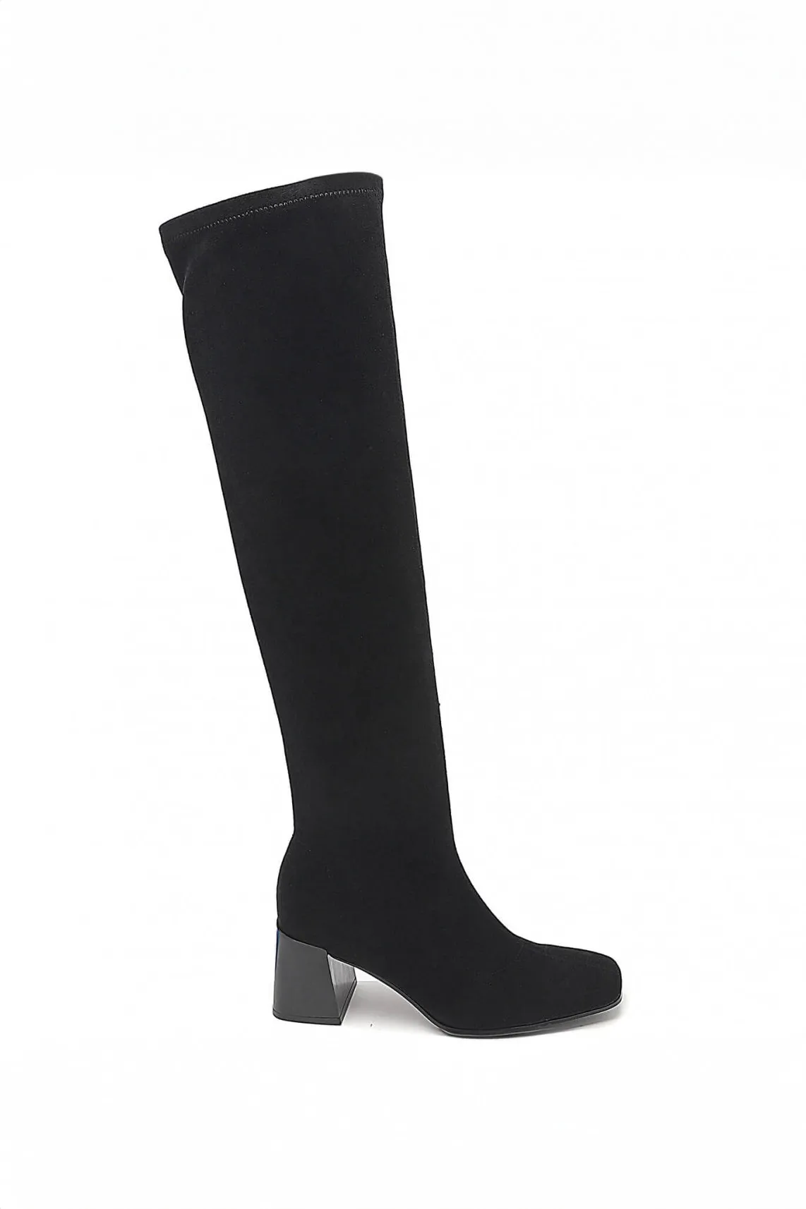 Halley Black Suedette Knee High Boots