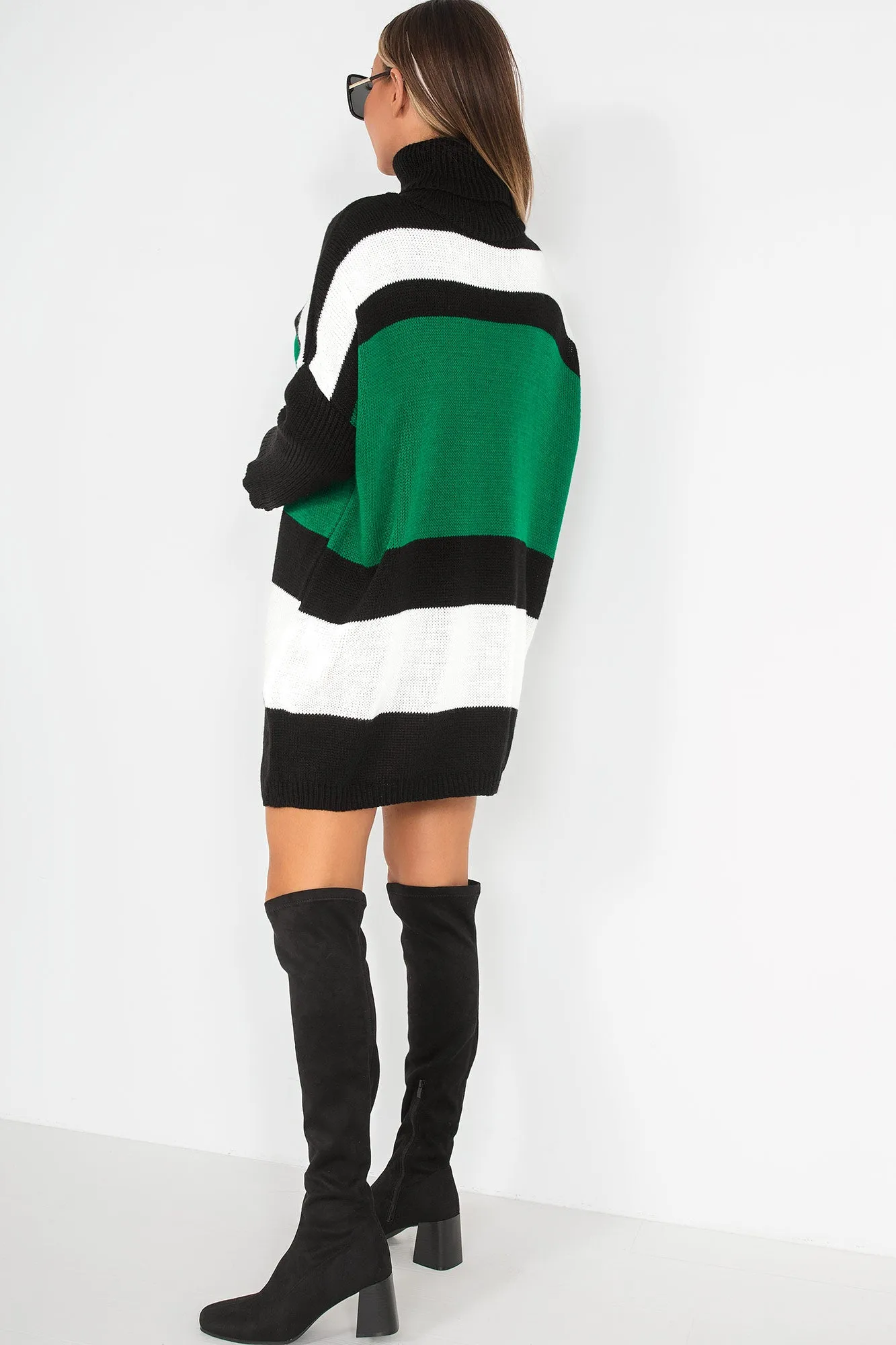 Halley Black Suedette Knee High Boots
