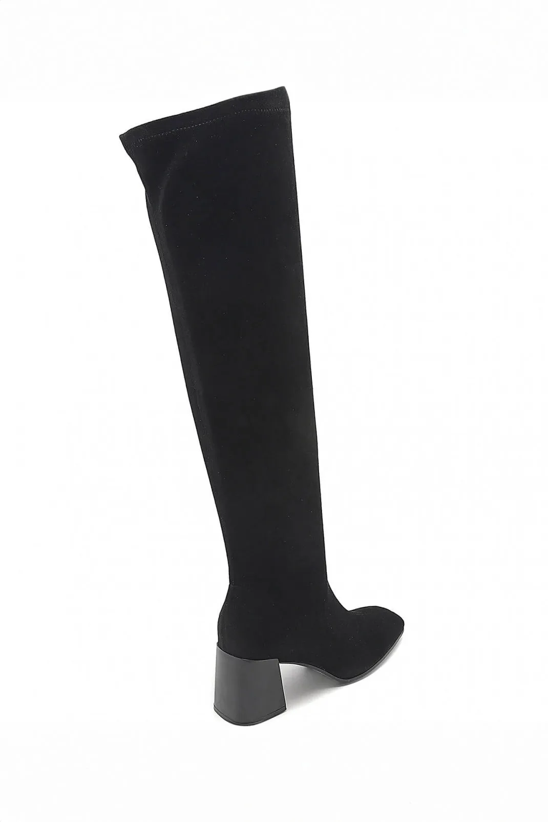 Halley Black Suedette Knee High Boots