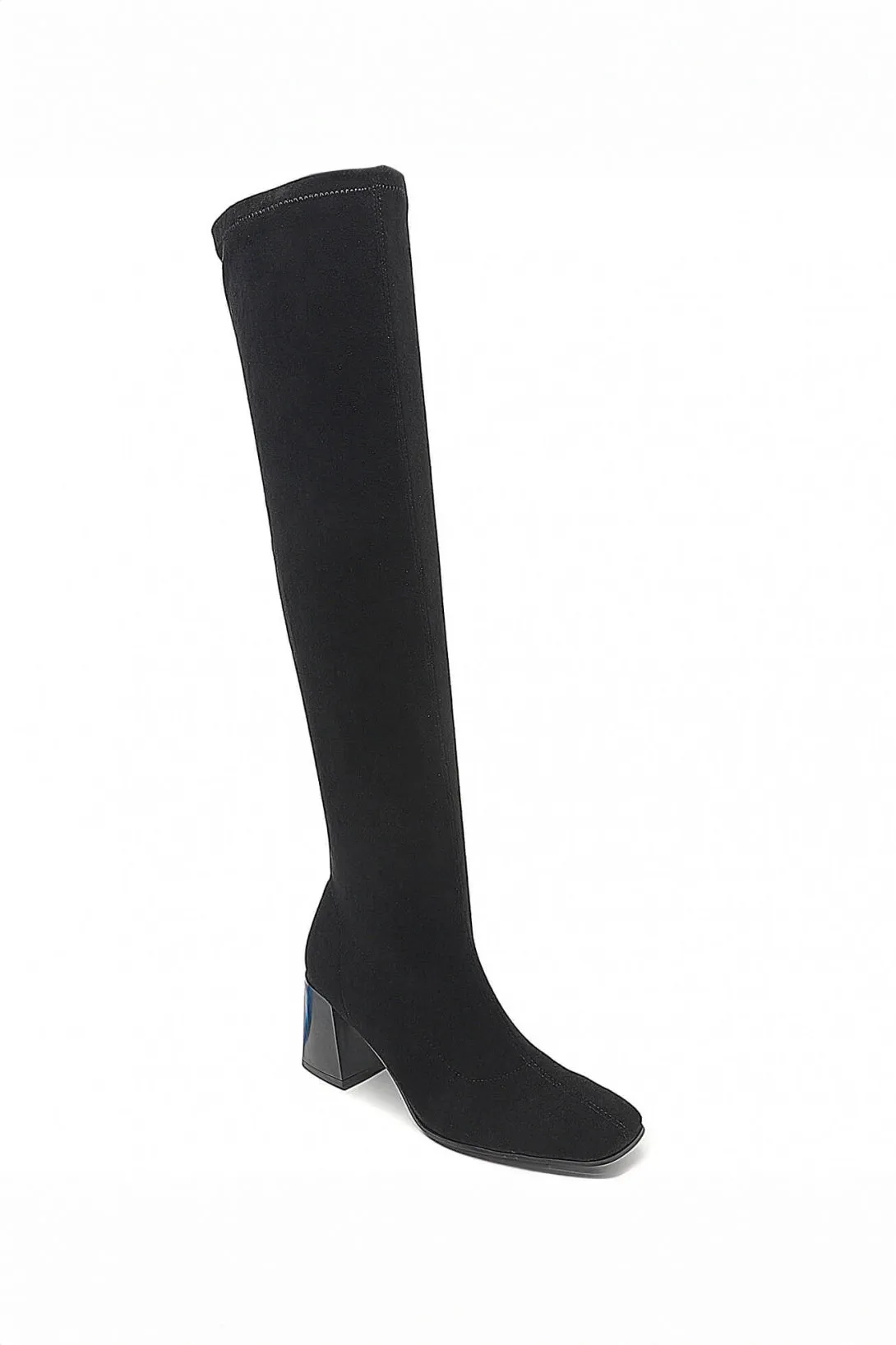 Halley Black Suedette Knee High Boots