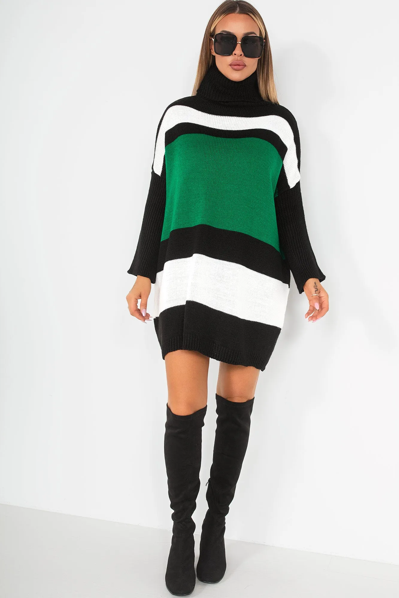 Halley Black Suedette Knee High Boots