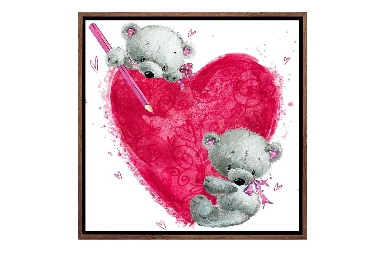 Heart Teddies | Canvas Wall Art Print