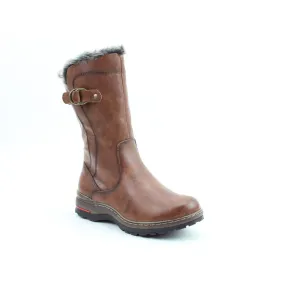 Heavenly Feet Bramble Ladies Dark Tan Vegan Side Zip Mid-Calf Boots