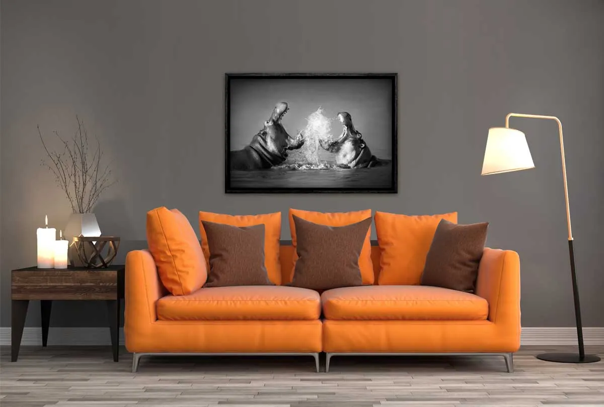 Hippo Rumble | Canvas Wall Art Print