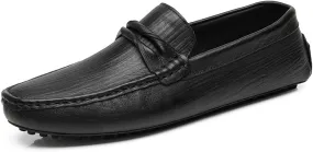 HOOENG Loafers Loafer Shoes for Men Penny Loafer Cowhide Stitching Details Round Toe Soft Resistant Flat Heel Comfortable Driving Slip on (Color : Black, Size : 7.5)