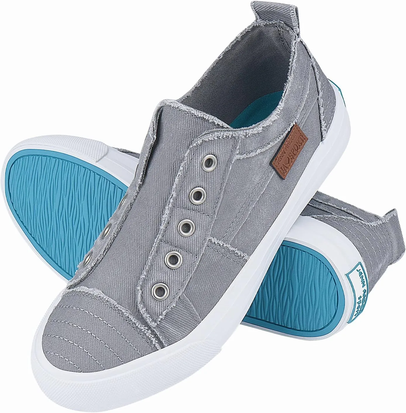JENN ARDOR Womens Fashion Slip on Sneakers Walking Shoes for Women No Lace Flats Low Top Canvas Shoes Trendy Comfort Casual Tennis Shoes for Women